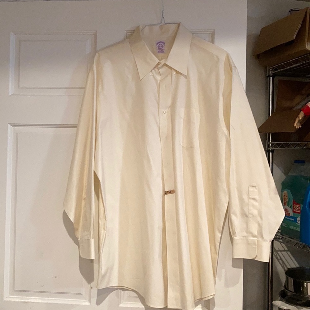 Brook Brother Creme Long Sleeve Dress Shirt